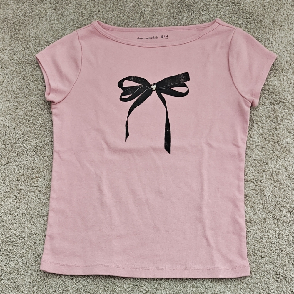 Abercrombie Kids Light Pink Tee with Black Bow